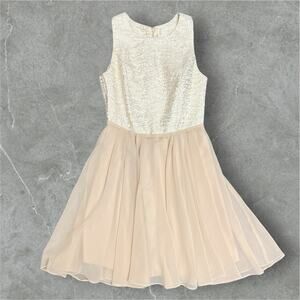 Francesca’s ivory brocade dress